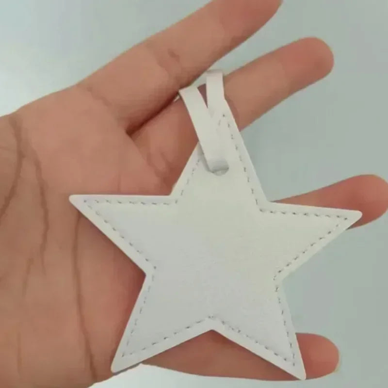 Custom Logo Name Leather Keychain Cute Star Shaped Pendant Keyring Bag Hanging Decorations Parts DIY Key Chain Ring Gift