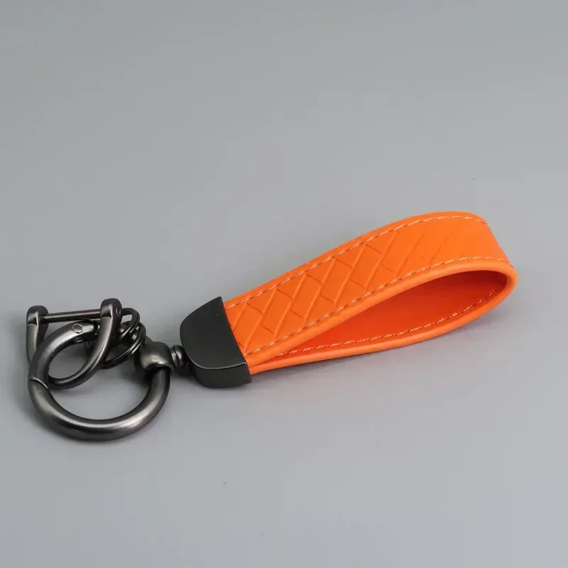 Creative Trendy Pendant Leather Keychain Accessories Net-like Metal Keyring Custom Name Text Logo Car Moto Key Chain Ring Gift