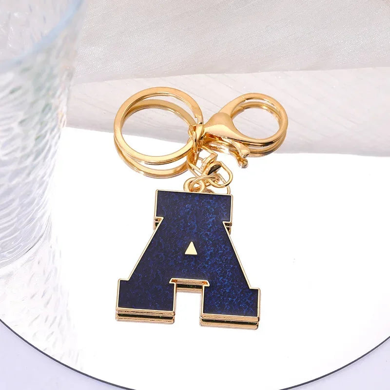 Fashion Bag Pendant Keychain A-Z Initials Keyring for Couples Metal Pendant DIY Gift for Men Women 26 Alphabet Accessories Gift