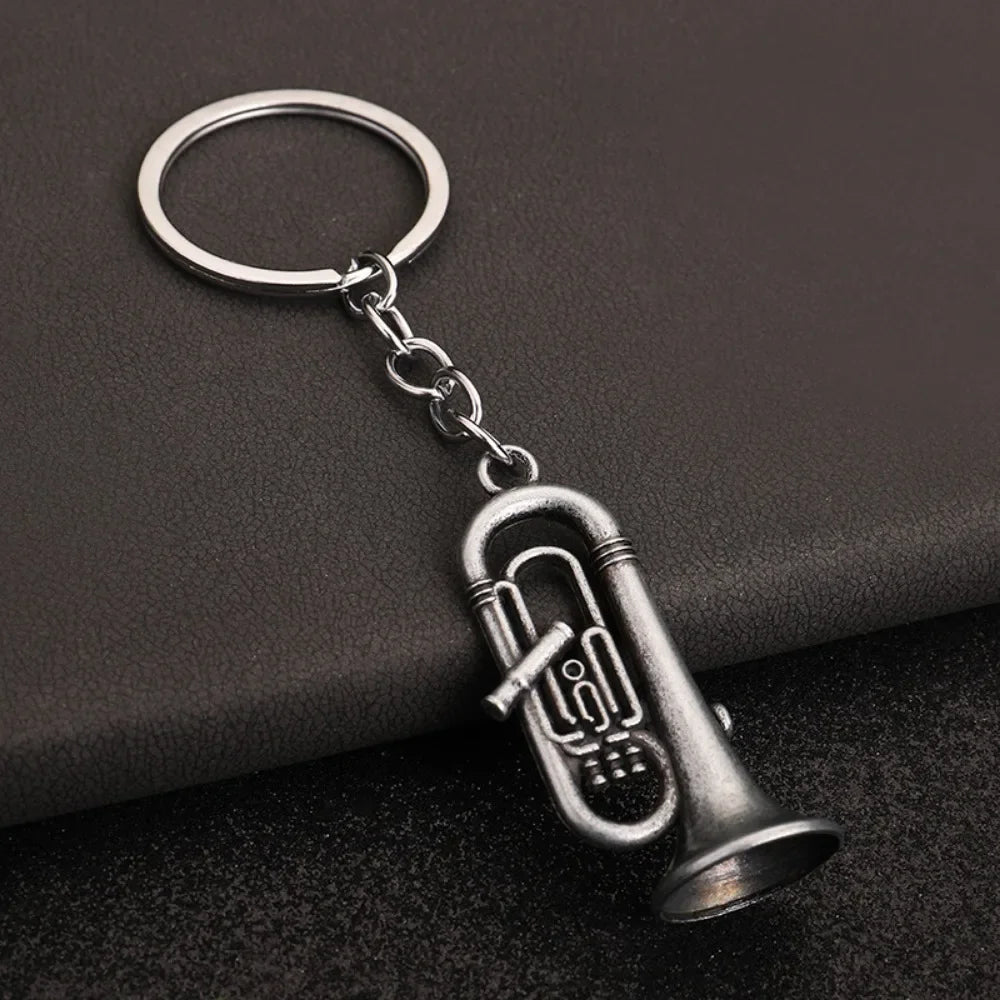 Creative Music Enthusiast Mini Metal Cute Keychain Saxophone Pendant Key Ring Accessories Personalized Keyring Lover Small Gift