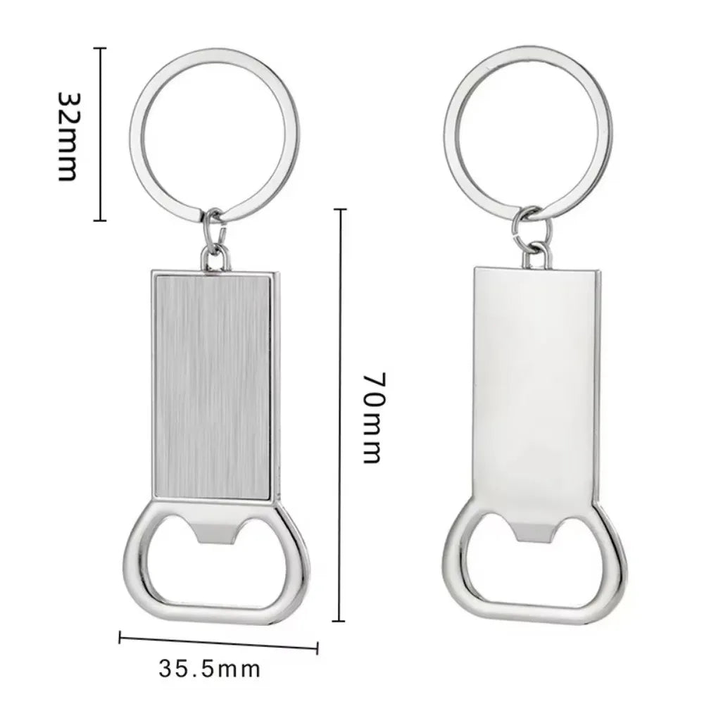 Creative Custom Laser Logo Name Keyring Metal Beer Bottle Opener Keychain Practical Printing Activity Bar Ad Key Ring Chain Gift