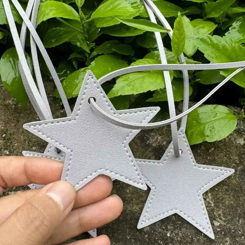 Custom Logo Name Leather Keychain Cute Star Shaped Pendant Keyring Bag Hanging Decorations Parts DIY Key Chain Ring Gift