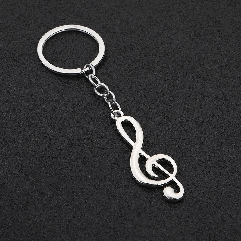 Creative Music Enthusiast Mini Metal Cute Keychain Note Pendant Key Ring Accessories Personalized Keyring Lover Small Gift