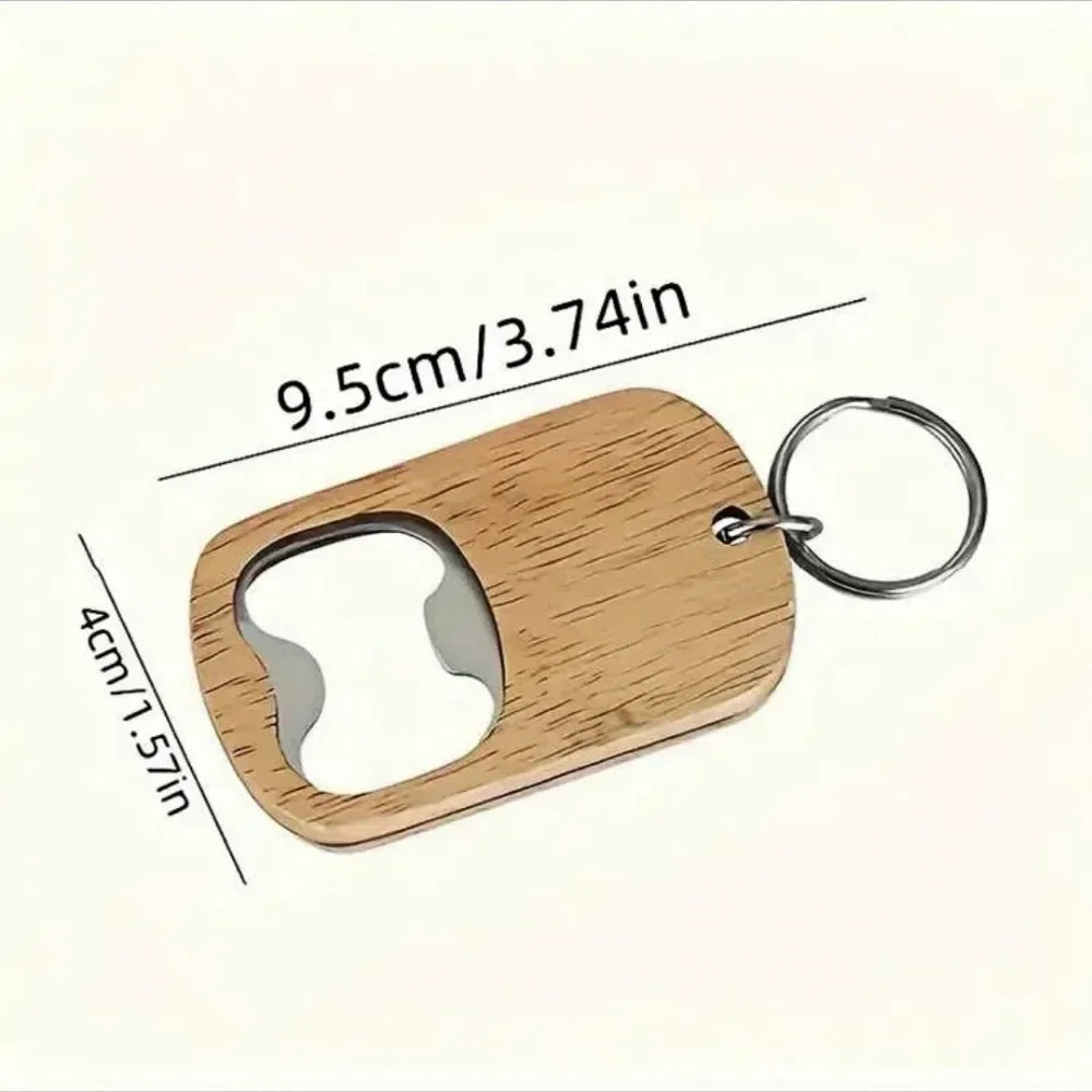 Custom Logo Name Simplicity Woodiness Beer Bottle Opener Keybuckle Keyring Wooden Artsand Crafts Keychain Carving Pendant Gift