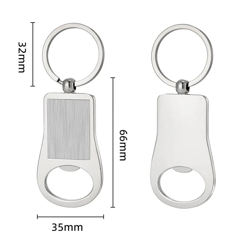 Creative Custom Laser Logo Name Keyring Metal Beer Bottle Opener Keychain Practical Printing Activity Bar Ad Key Ring Chain Gift