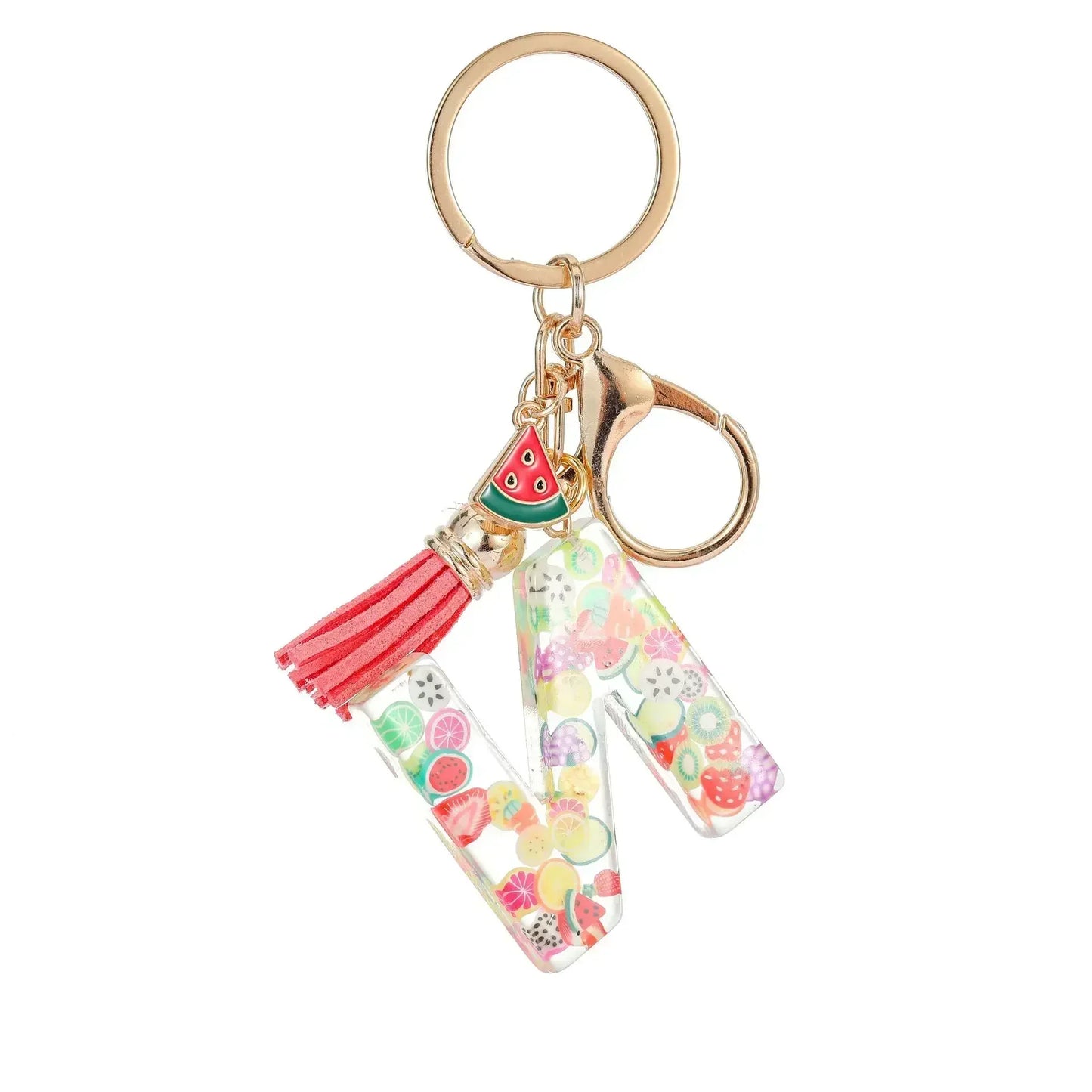 Personalized A-Z Key Ring Buckle Chains Y2k New Fruit Resin Keychain 26 Letter Pendant Fresh Cute Keyring Alphabet Initial Gift