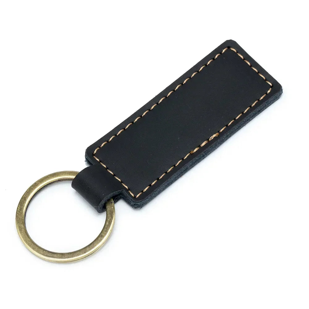 Customized Name Logo Multi Solid Color Retro and Minimalist Leather KeyChain Car Motorcycle Family Keyring Men and Women Gift