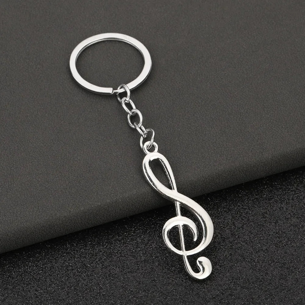 Creative Music Enthusiast Mini Metal Cute Keychain Note Pendant Key Ring Accessories Personalized Keyring Lover Small Gift