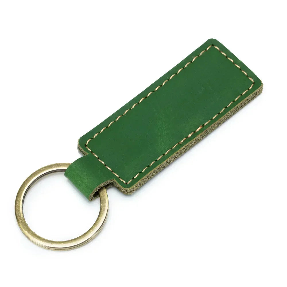 Customized Name Logo Multi Solid Color Retro and Minimalist Leather KeyChain Car Motorcycle Family Keyring Men and Women Gift