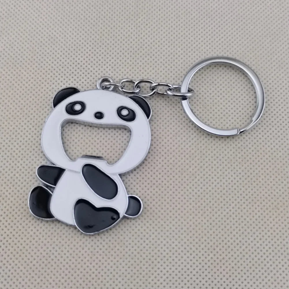 Panda Portable Beer Soda Bottle Opener Keychain Creative Metal Buckle Personality Keyring Cute Backpack Key Chain Ring Mini Gift