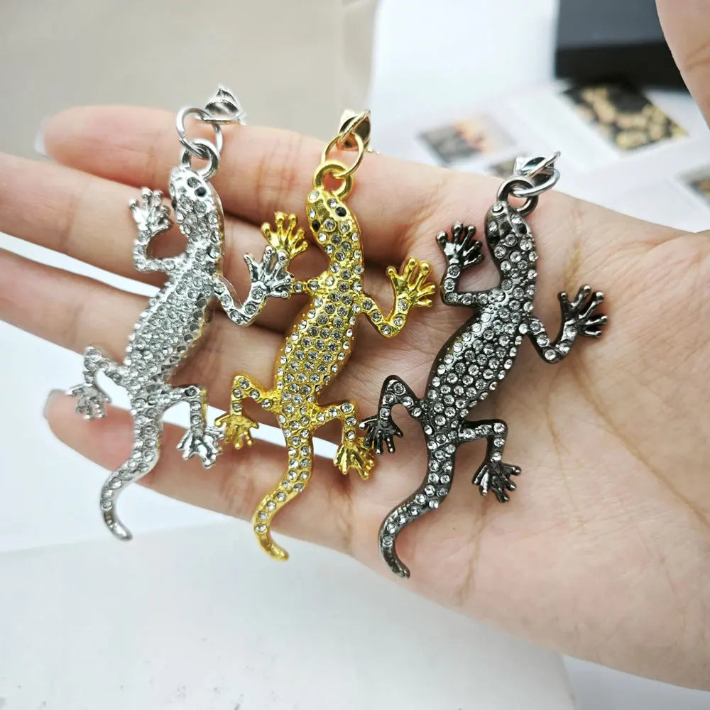 Originality 3D Metal Gecko Lizard Keychain Backpack Pendant Three-dimensional Keyring Badge Key Chain Ring Personalization Gift
