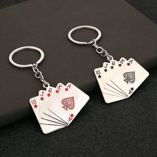 Creative Poker Enthusiast Mini Metal Cute Keychain Playing Cards Pendant Key Ring Accessories Personalized Keyring Lover Gift