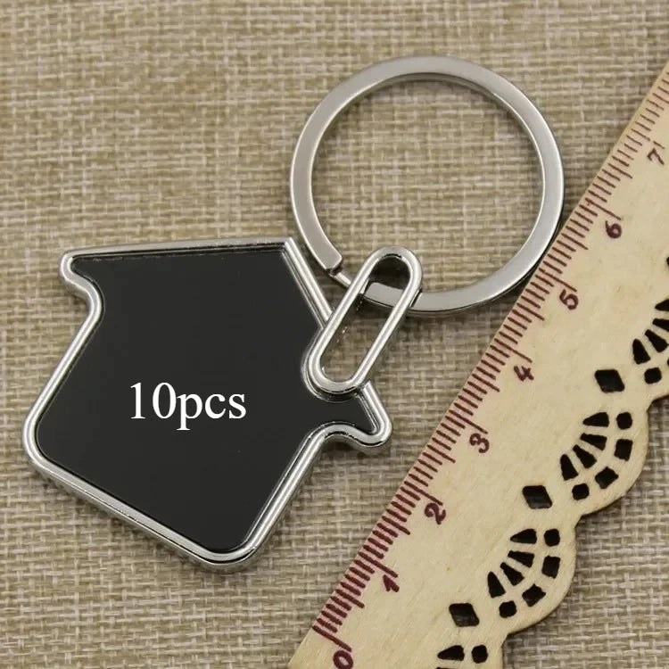 10pcs Custom Logo Name Keychain Metal Black Personalized Keyring Plate Laser Marking Engraving Stainless Key Chain Ring Gift