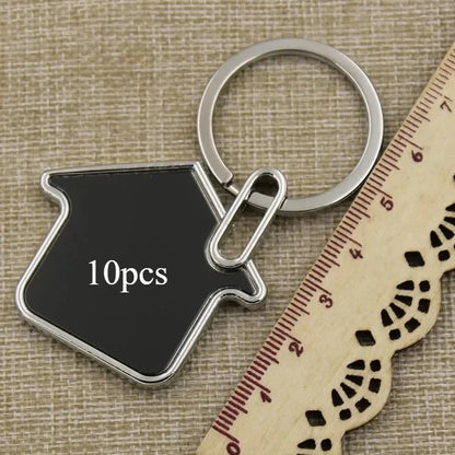 10pcs Custom Logo Name Keychain Metal Black Personalized Keyring Plate Laser Marking Engraving Stainless Key Chain Ring Gift