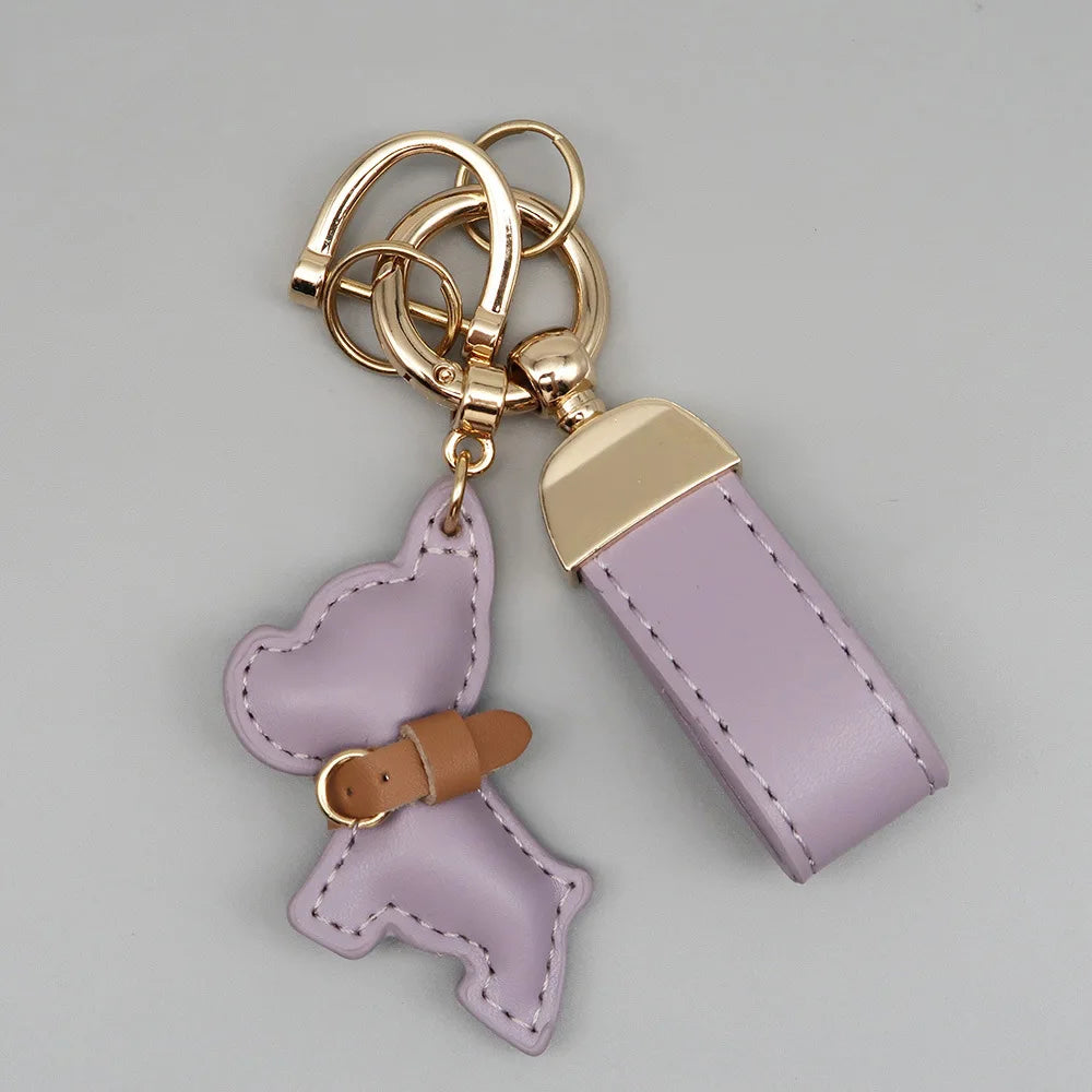 Custom Name Metal Leather Dog Keychain Pendant Moto Car Keyring Laser Engrave Text Cartoon Key Ring Chain Gift