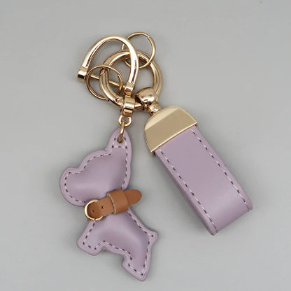 Custom Name Metal Leather Dog Keychain Pendant Moto Car Keyring Laser Engrave Text Cartoon Key Ring Chain Gift