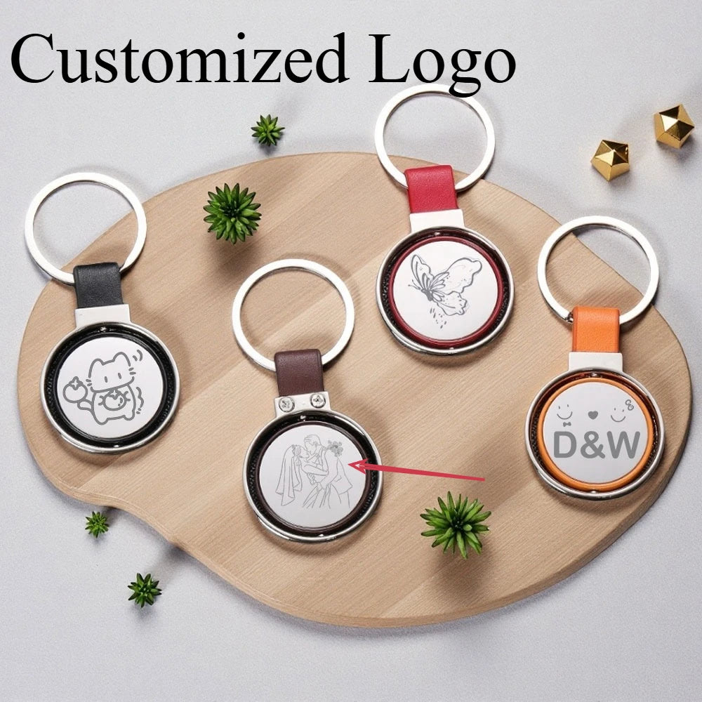 Personalization Creative Metal Keychain Custom Logo Ersonalized Rotating Moto Car Bags Key Ring Men and Women Key Chain Gift