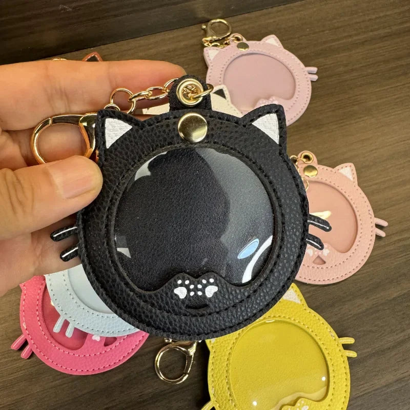 Cat Cute Keychain Women Leatherwear Keyring Car Moto Key Chain Ring Pendant Ring Anime for Bag Pendant Female Photo Gift