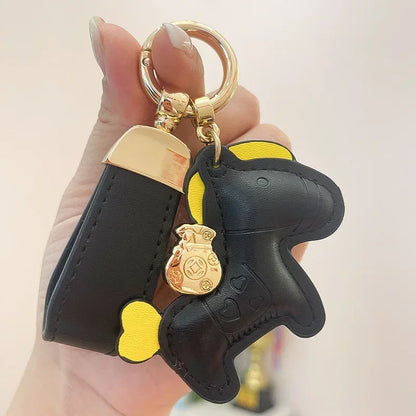 Custom Laser Engraving Name Originality Cowhide Metal Pony Multi Color Keychain Car Moto Keyring Key Ring Buckle Chains Gift