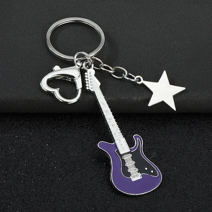 Creative Music Enthusiast Metal Cute Keychain Bass Guitar Pendant Key Ring Accessories Personalized Keyring Lover Small Gift