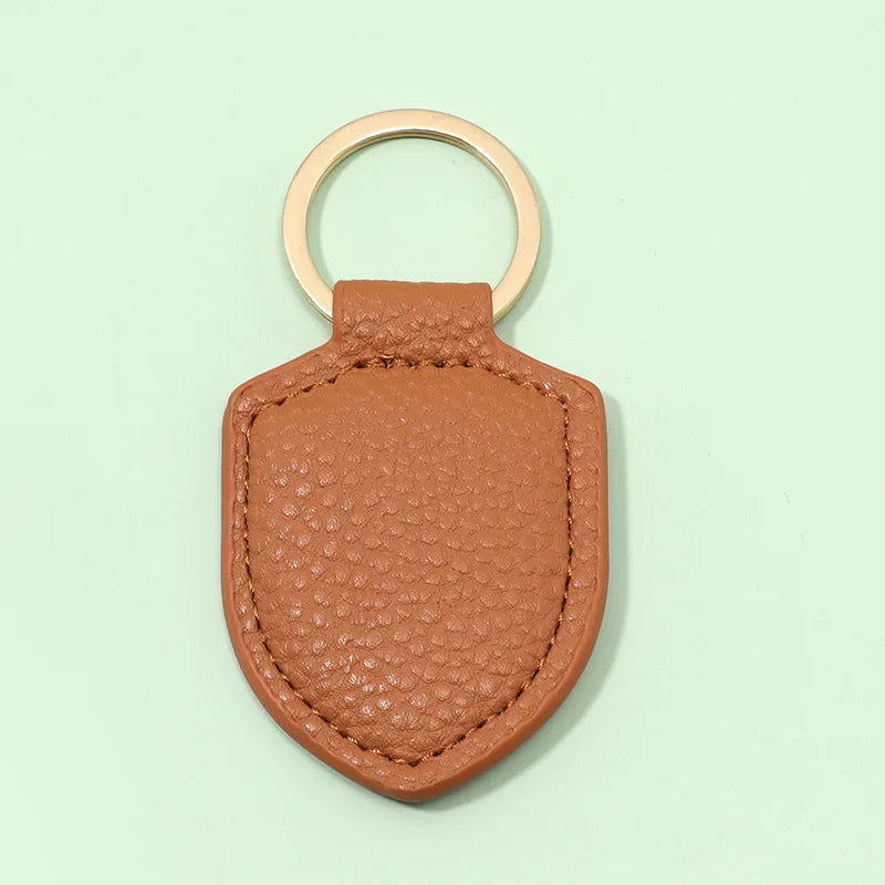 Personalized Shield Leather Keychain Custom Logo Name Commercial Creative Pendant Keyring Car Motorcycle  Key Chain Ring Gift