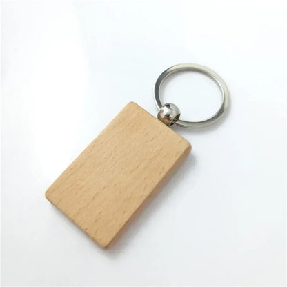 Custom Logo Name Laser Engraved Wooden Car Moto Keychain Personalized Keyring Retro Round Rectangular Pendant Cute Gift