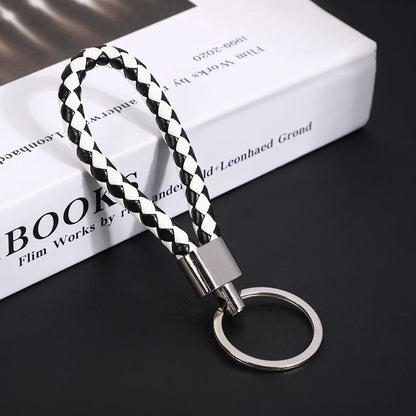 Originality PU Leather Metal Organization Rope Keychain Personality Custom Name Text Keyring Car Moto Key Ring Chain Gift