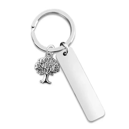 New style Stainless Steel Custom Logo Name Keychain Rectangular Hang Tag Metal Key Ring Advertising Holiday Engraved laser Gift