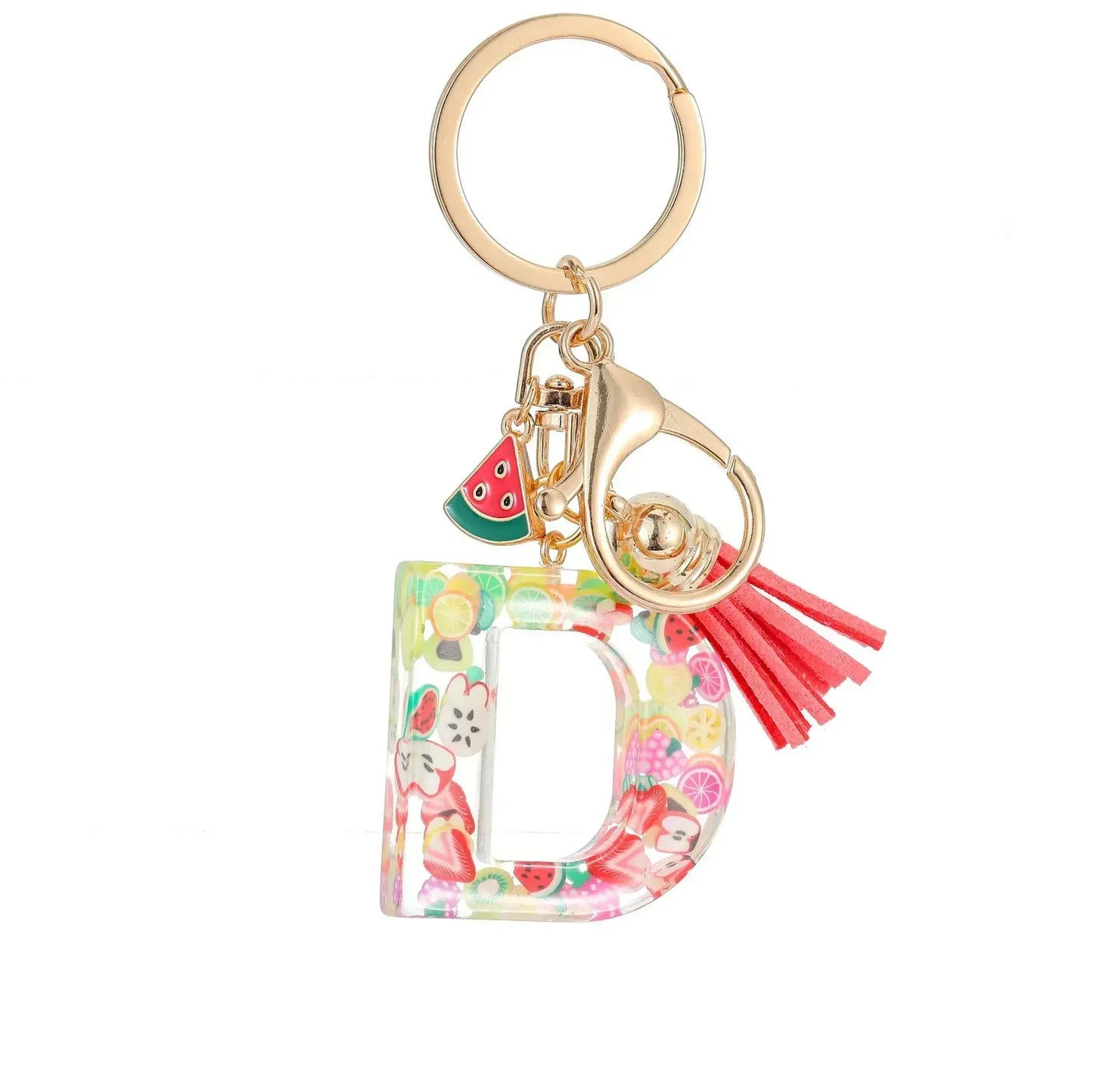 Personalized A-Z Key Ring Buckle Chains Y2k New Fruit Resin Keychain 26 Letter Pendant Fresh Cute Keyring Alphabet Initial Gift