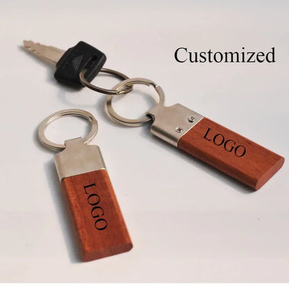 Wood Custom Laser Engraved Logo Name Keychain Moto Car Bags Keyring Rosewood Walnut Woman for Man Personalized Key Ring Gift