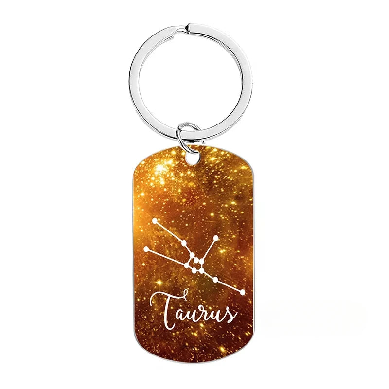 New Custom Text Name Metal Stainless Steel Keychain Car Moto Constellation Keyring Motorcycle Pendant Key Chain Ring Gift