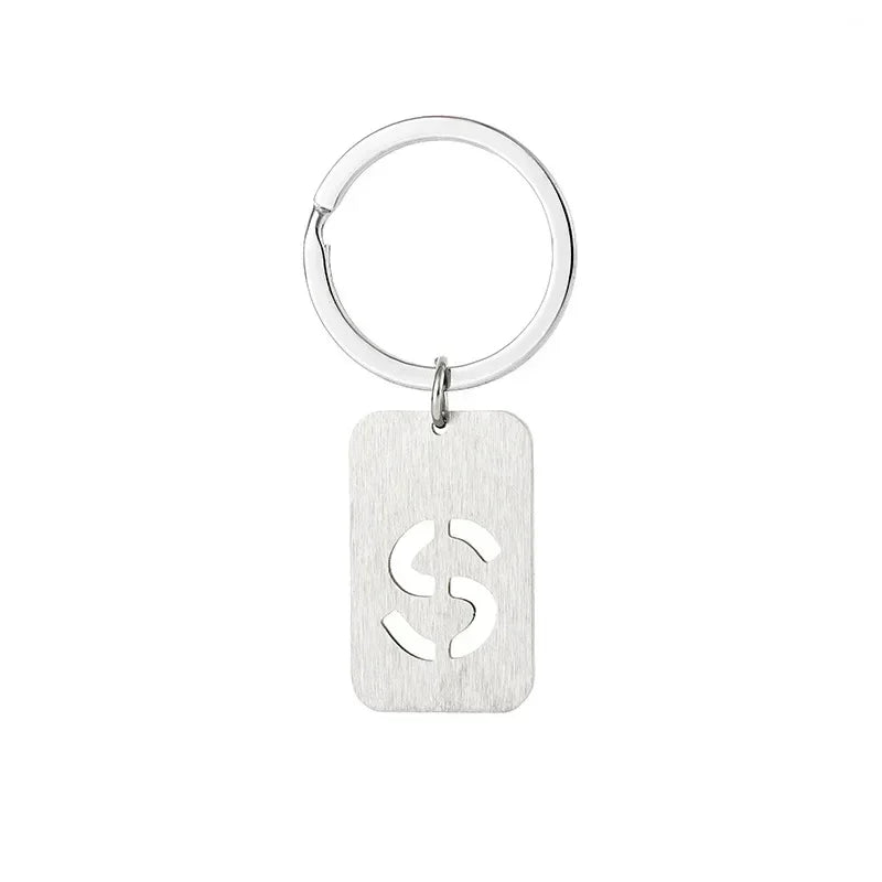 New Creative Hollowed Out 26 Letter Keychain Brushed Military Brand Pendants  Key Ring Buckle Chains Car Motorcyler Keyring Gift