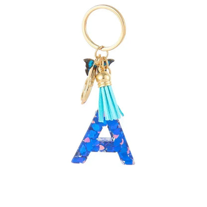 New Personalized 26 Letter Keyring Blue Y2k Cute Love Butterfly Keychain for Bag Acrylic Pendant Key Ring Chain Gift