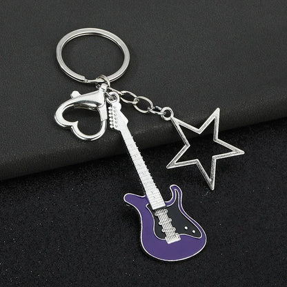 Creative Music Enthusiast Metal Cute Keychain Bass Guitar Pendant Key Ring Accessories Personalized Keyring Lover Small Gift