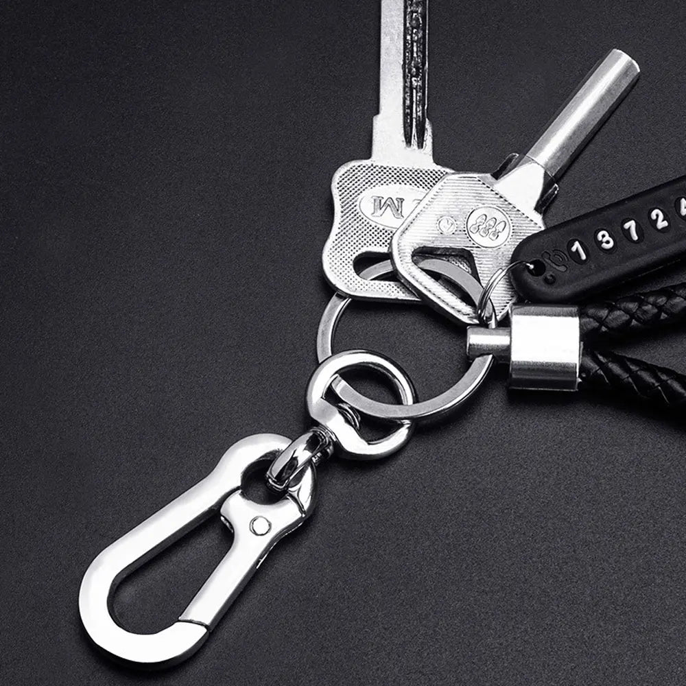 Trendy DIY Mobile Phone Number Plate Keychain Simple Woven Rope Leather Pendant Keyring Anti-lost Car Moto Key Chain Ring Gift