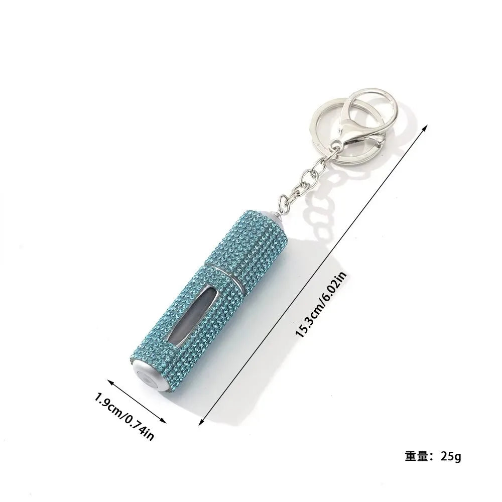 Creative Diamond-encrusted Keychain Mini Perfume Metal Bottom Hot-selling Keychain Charging Bottling Women Key Chain Ring Gift