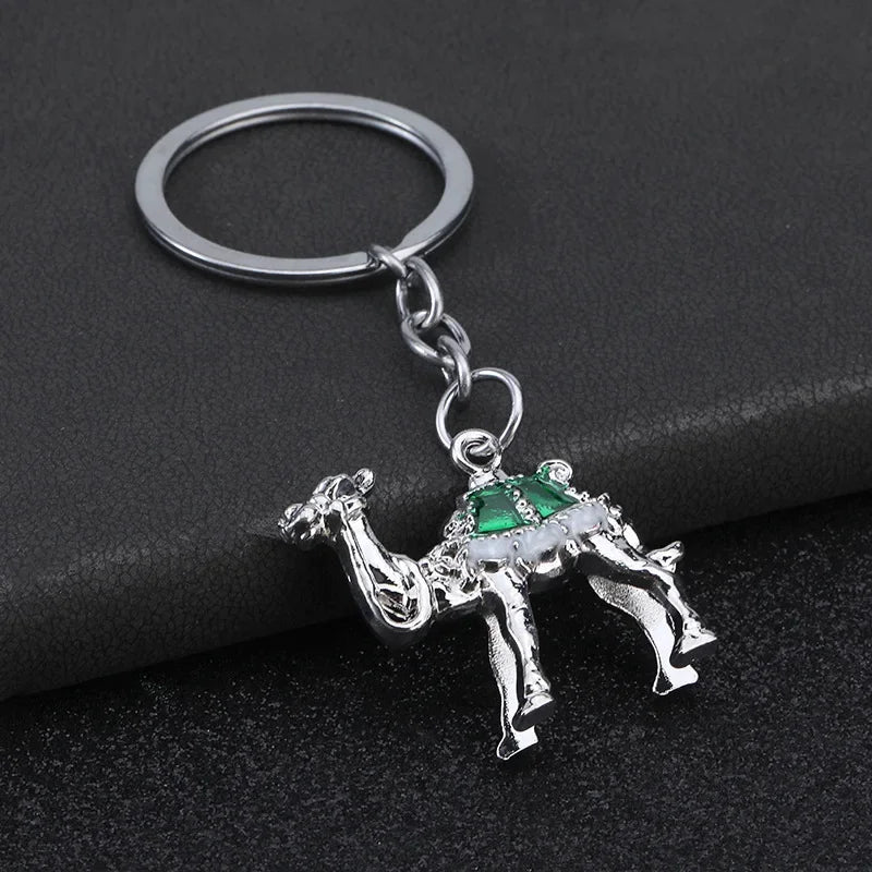 Originality 3D Three-dimensional Keychain Metal Desert Backpack Personalization Keyring Badge Pendant Camel Key Chain Ring Gif