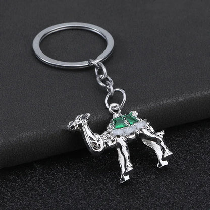 Originality 3D Three-dimensional Keychain Metal Desert Backpack Personalization Keyring Badge Pendant Camel Key Chain Ring Gif