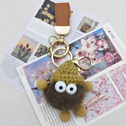 Kawaii Mink Fur Lanyard Custom Name Keychain Cute Briquettes Fluffy Keyring Fairy Toy Key Chain Ring Mini Plush Gift