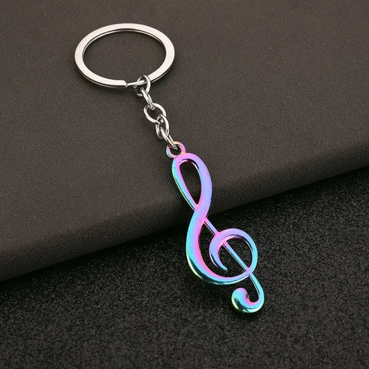 Creative Music Enthusiast Mini Metal Cute Keychain Note Pendant Key Ring Accessories Personalized Keyring Lover Small Gift