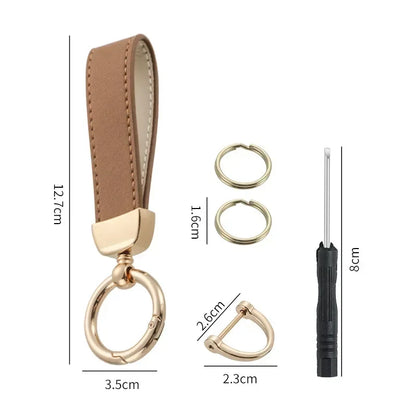 Customized Logo Name PU Leather Keychain Business Leather Key Chain for Men Women Car Keyring O-ring Engraved Engraving Gift