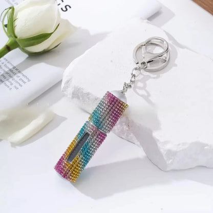 Creative Diamond-encrusted Keychain Mini Perfume Metal Bottom Hot-selling Keychain Charging Bottling Women Key Chain Ring Gift