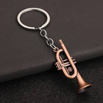 Creative Music Enthusiast Mini Metal Cute Keychain Saxophone Pendant Key Ring Accessories Personalized Keyring Lover Small Gift
