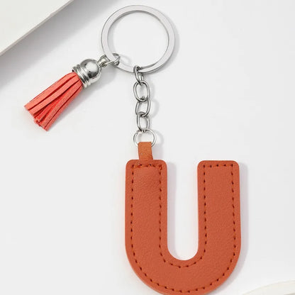 Popular A-Z Color Tassels Keychain 26 Letter Keyring Backpack Pendant Key Ring Buckle Chains for Car Moto Gift