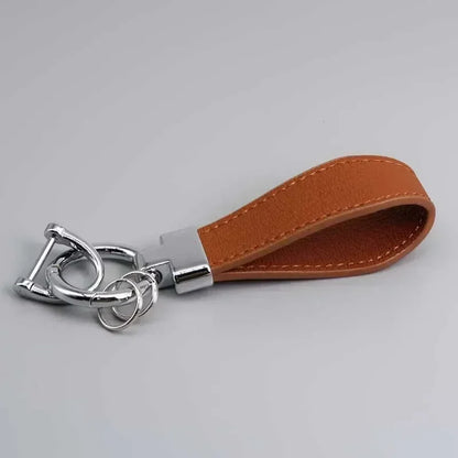 Custom Logo Name Luxury Genuine Leather Keychain Plaid  Colors Women Men Keyring Black Buckle Car Moto Key Ring Chain Gift