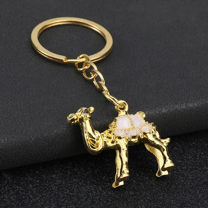 Originality 3D Three-dimensional Keychain Metal Desert Backpack Personalization Keyring Badge Pendant Camel Key Chain Ring Gif