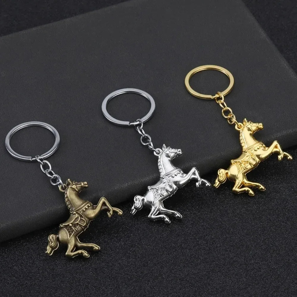 Personalization Originality Keychain 3D Three-dimensional War-horse Pendant Keyring Backpack Metal Badge Key Chain Ring Gift