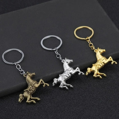 Personalization Originality Keychain 3D Three-dimensional War-horse Pendant Keyring Backpack Metal Badge Key Chain Ring Gift