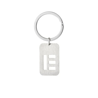New Creative Hollowed Out 26 Letter Keychain Brushed Military Brand Pendants  Key Ring Buckle Chains Car Motorcyler Keyring Gift