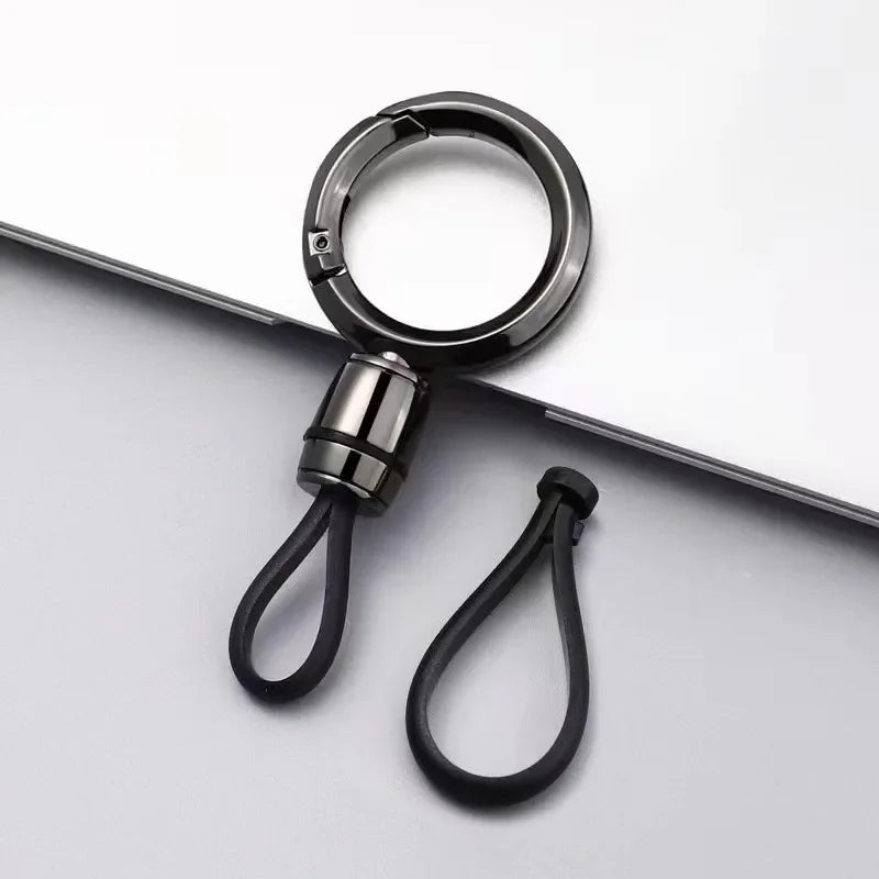 Creative Simple Luxury Leather Rope Metal Pendant Keychain Car Moto Mini Keyring Circle Key Chain Ring Gift